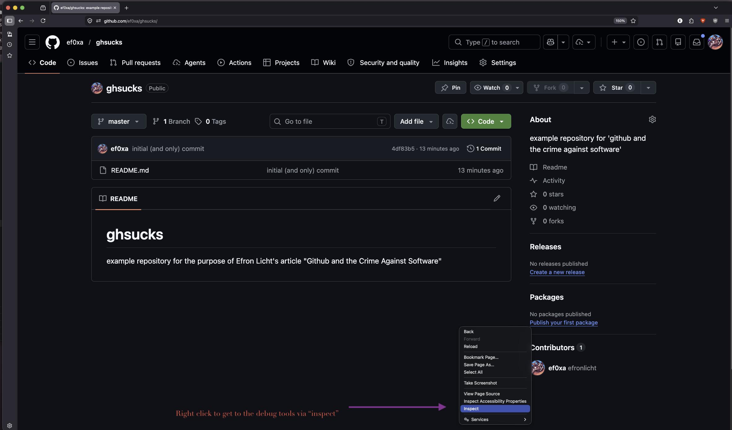 right-click on the page and select the ‘inspect’ panel