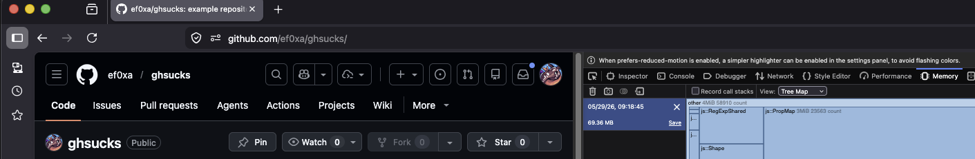 github uses 69 MiB