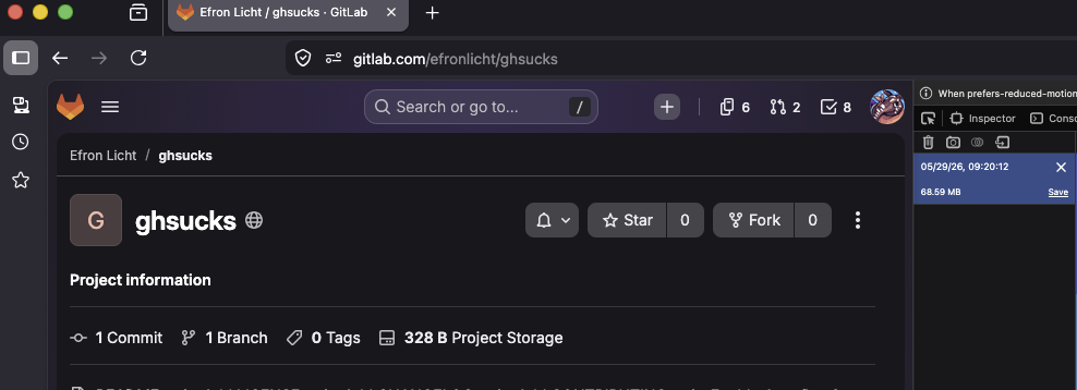 gitlab uses 68 MiB
