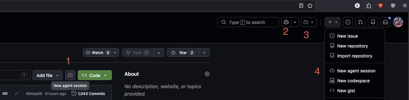 repository page with FOUR DIFFERENT AI BUTTONS IN THE TOP RIGHT CORNER, THREE OF WHICH START AN AGENT ARE YOU KIDDING ME