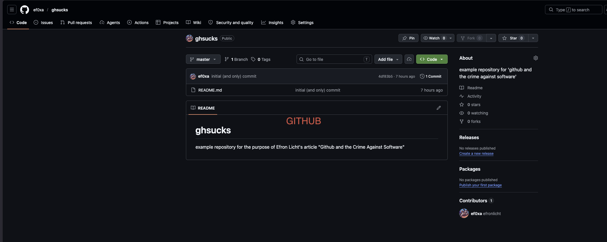 github landing page